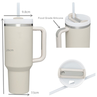 Gobelet isotherme en acier inoxydable 304 de 40 oz avec poignée et paille, tasse de voyage à double paroi sous vide pour café, personnalisable avec logo, portable