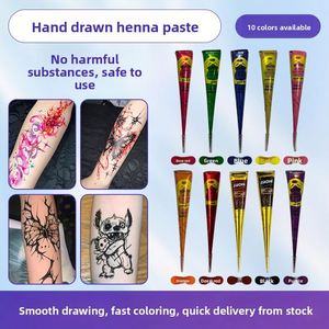 Pasta de <span class=keywords><strong>Henna</strong></span> India Natural, Set de Crema <span class=keywords><strong>para</strong></span> <span class=keywords><strong>Tatuajes</strong></span> Temporales a Prueba de Agua, <span class=keywords><strong>para</strong></span> Arte Corporal DIY, Maquillaje <span class=keywords><strong>para</strong></span> Novias y Festivales - Product Image 2