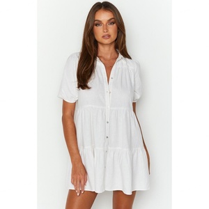 Vestido Midi de Verano 100% Algodón, Tejido con Características Ecológicas, Mangas Cortas, Diseño con Botones y Lazos Cruzados - Product Image 6