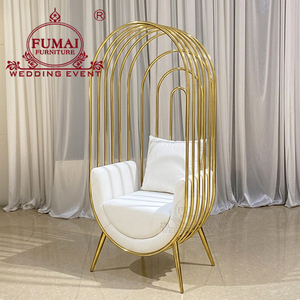 Forma de jaula de oro de acero inoxidable trono rey boda oro pájaro jaula silla para boda - Product Image 1