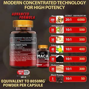 批发装强效玛卡根胶囊 1900 毫克 - 全天然能量补充剂，可增强能量、耐力和荷尔蒙平衡，60 粒胶囊 - Product Image 2