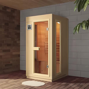 Sauna Seca Moderna de Cedro Rojo, Pino y Hemlock Macizo para 1 Persona, con Estufa de 12kw, Infrarrojos Lejanos, Puerta de Masaje con Vapor Interior para Villa - Product Image 4