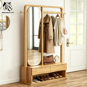 furniture factory good price customize huge stock eco-friendly floor mirror new designed bedroom furniture wood mirror coat rack - Product Image 1
