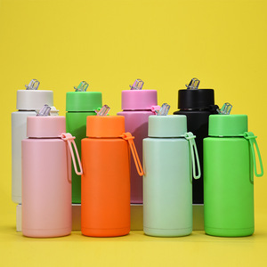 Úc Hot 34Oz Cách Điện <span class=keywords><strong>Flask</strong></span> Thể Thao Tái Sử Dụng Uống Chai Termos Thermos Cốc Cà Phê Gốm Chai Nước Với Rơm Nắp - Product Image 5