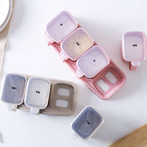 4 Stück Set Kunststoff deckel Gewürz box Gewürz box Kunststoff Küchen bedarf Gewürz regal Salz Pfeffer Vorrats behälter - Product Image 4
