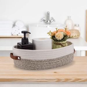 Panier de rangement ovale en corde de coton de style japonais avec poignées, idéal pour la salle de bain – Offre spéciale transfrontalière - Product Image 3