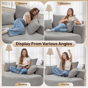 Canapé rond confortable en velours côtelé, sans assemblage, avec oreillers mobiles, éponge haute densité, accoudoirs larges, meubles pour salon et chambre à coucher - Product Image 3