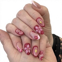 Ongles à presser Berry Red French Drip Gel Fishtail, style européen et américain, haute qualité, courts, pour e-commerce transfrontalier