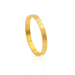 Chris April 316L stainless steel solar sun image thin band ring 18k gold ring