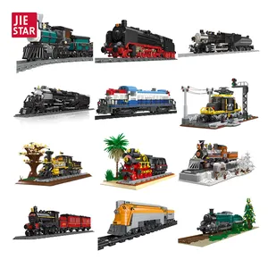 JIESTAR 2023 hot sell collectable steam locomotive model moc building block set for train lovers educational diy steam train toy
