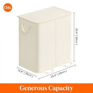 Bolsas de Lavandería Extraíbles, Grandes y Plegables, con 2 Divisores, Cesta para Ropa Sucia con Asas y Tapa - Product Image 3