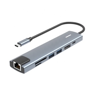 7 en 1 USB <span class=keywords><strong>Type</strong></span> C à 8K 60Hz <span class=keywords><strong>Displayport</strong></span>, Ethernet, lecteur de carte TF/ SD, charge PD USB-C, 2 USB-A pour MacBook Pro et plus - Product Image 2