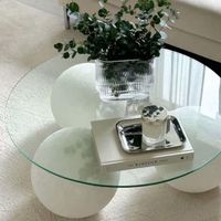 Table basse en verre trempé française 2025, design minimaliste moderne, durable et écologique, meubles de salon ronds