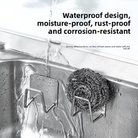 Support mural moderne et minimaliste en acier inoxydable pour éponges et tampons à récurer, sans perçage, pour évier de cuisine
