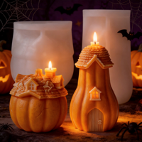 Moule en silicone 3D maison citrouille de qualité alimentaire, idéal pour la fabrication artisanale de bougies et de plâtres DIY pour Halloween et l'aromathérapie - Vente chaude