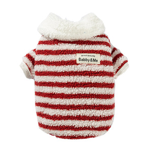 Pull en polaire rayé Babby&Me pour chats, vêtements d'automne et d'hiver pour animaux de compagnie, manteaux et vestes rouges et bleus - Product Image 5