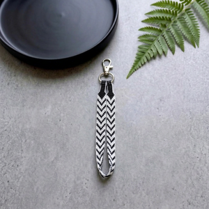 Handmade Cotton Chevron Pattern Keychain Rectangular Shape Embroidery Craft Accessory - Product Image 1