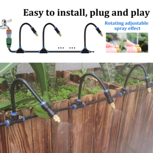 Pulvérisateur <span class=keywords><strong>de</strong></span> <span class=keywords><strong>jardin</strong></span> en plastique réglable basse pression DIY 16/33FT avec connecteur 3 voies et buse <span class=keywords><strong>de</strong></span> brumisation fine pour mini-système d'irrigation <span class=keywords><strong>de</strong></span> <span class=keywords><strong>jardin</strong></span> - Product Image 4