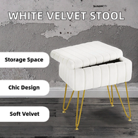 Pouf ottoman moderne en velours blanc de style mid-century, meuble de maison, tabouret en bois, siège, repose-pieds, pour salon et chambre, avec fonction de rangement