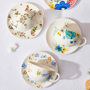 Ensemble de tasses à thé et théière empilables en céramique pour une personne, grande capacité, tasse à thé en porcelaine fleurie avec soucoupe - Product Image 3
