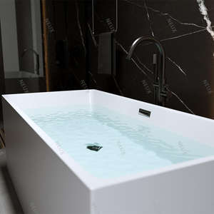 Vente en gros d'hôtel <span class=keywords><strong>Baignoire</strong></span> intérieure autoportante carrée en acrylique blanc moderne - Product Image 3