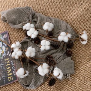 Fleur artificielle en coton CallaFloral, branche de fleur séchée blanche, décoration de mariage et de maison - Product Image 1