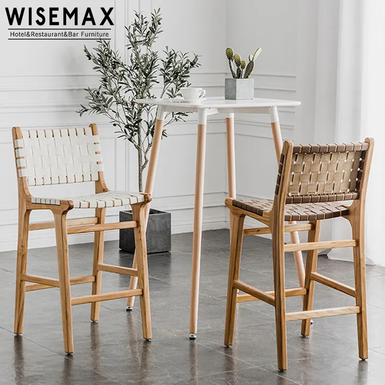 WISEMAX MÖBEL Kommerzielle Möbel Leder Korb Holz Stuhl Restaurant Möbel Küche hohe Rückenlehne moderne Barhocker Stuhl