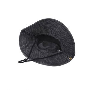Chapeau Bob Pêcheur en Coton Lavé Respirant Anti-UV Pliable à Large Bord avec Cordon pour Printemps-Été - Product Image 4