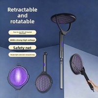 Nouvelle raquette anti-moustiques électrique télescopique rechargeable par USB, pliable, en PP, pour la maison, 2-en-1
