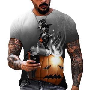 Camiseta de Halloween con Estampado 3D de Bruja para Hombre, Manga Corta, Corte Regular, Impresión Digital, Jersey de Poliéster, Diseño Negro - Product Image 4