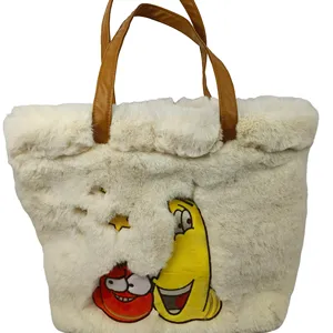 Personalizar novo design inverno mais novo cartoon bordado bolsa menina ombro saco bonito plush tote bags