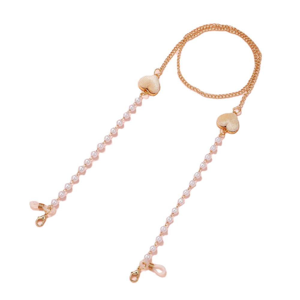 Лидер продаж на amazon 2022, цепочки для очков FanYue с жемчужным сердцем и золотыми бусинами