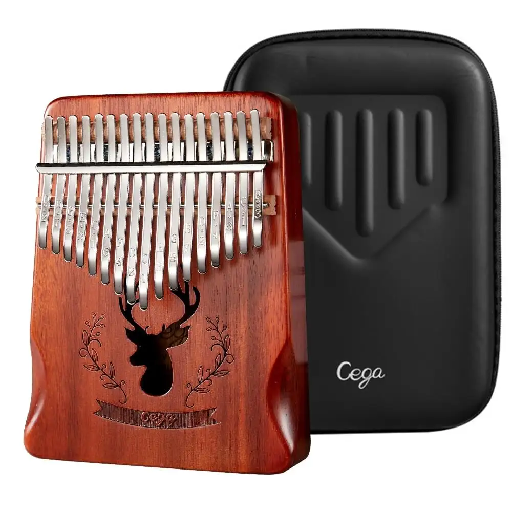 Handmade with natural mahogany wood blue reindeer kalimba steel keys African pocket wooden music instrument