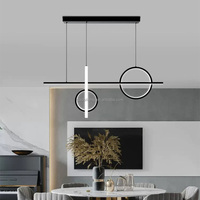 Lustre suspendu LED minimaliste contemporain, hauteur réglable, aluminium doré/noir, compatible AC, pour salle à manger intérieure et décoration intérieure