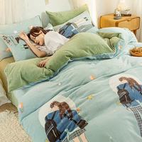 Set Tempat Tidur Rumah Populer Desain Kartun Beludru Susu Beludru Ajaib Set Tempat Tidur 2020
