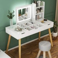 Vente en gros d'usine, coiffeuse de luxe, design moderne personnalisé, simple, multifonctionnelle, avec miroir LED pour la chambre à coucher