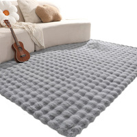 Tapis Bulle Simple Couleur Unie en Fausse Fourrure de Lapin pour Salon, Couverture de Canapé et Table Basse, Coussin Pliable Antidérapant pour Chevet et Fenêtre en Baie
