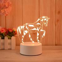 Lampe de bureau LED 3D moderne en acrylique créative pour enfants, veilleuse de chambre de Noël avec télécommande et intensité réglable, noir/blanc