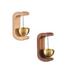 Sonnette moderne style Dopamine en bois de hêtre avec accents en laiton, fixation magnétique, accessoire de voiture simple, cadeau décoratif parfait ; Usine