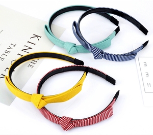 QIYUE tissu coréen noué Fine bande de cheveux Version coréenne de l'accessoire en épingle à cheveux arc bandeau d'impression - Product Image 1