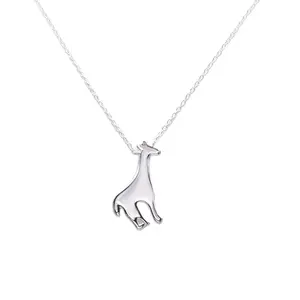 Silver Jewelry Supplier Giraffe Shape Simple Style Animal Trendy Friendship 925 Silver Chain Necklace Kids