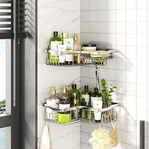 Estante organizador de <span class=keywords><strong>ducha</strong></span> de almacenamiento de esquina montado en la pared de baño de acero inoxidable <span class=keywords><strong>sin</strong></span> perforación - Product Image 6