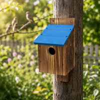 Nichoir mural en bois carbonisé écologique de différentes couleurs, résistant aux intempéries, pour oiseaux d'extérieur - Vente en gros