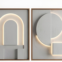 JZ Art mural suspendu abstrait 3D Art déco moderne de luxe en grès et LED, avec cadre en métal noir pour bureau, salon, chambre