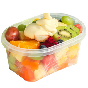 Clear Plastic Portable Food Container <strong>Mix</strong> Fruit <strong>Box</strong> Lid Reusable Yogurt Salad Ellipse Shape Freezable Recyclable Takeout <strong>Box</strong> - Product Image 1