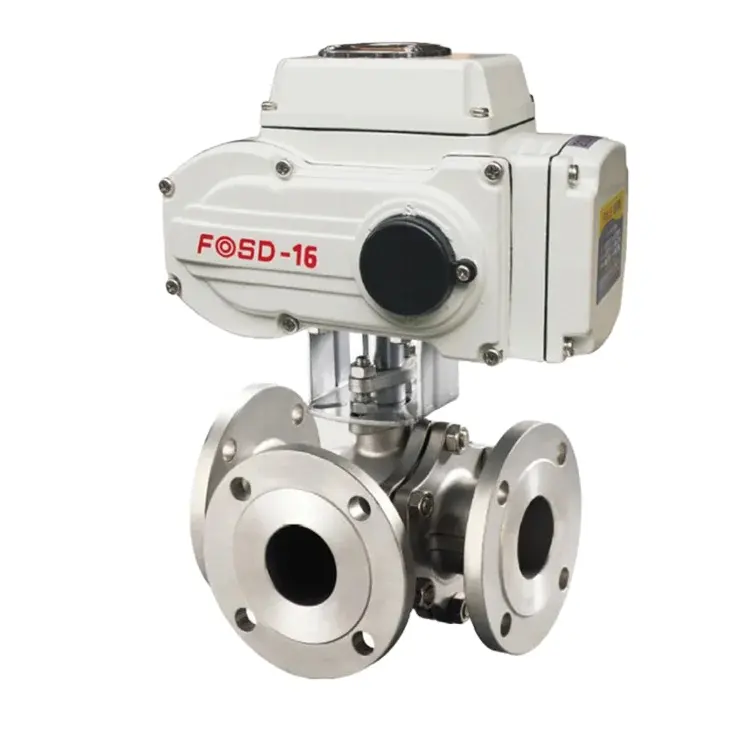 3Inch 24VAC 3 Way 4-20ma Electric PVC Motorized Flange Control Motor Rotary Actuator Ball Valve