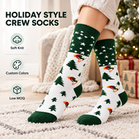 Chaussettes en coton personnalisées pour les fêtes d'hiver, épaisses, motif sapin de Noël, tricot doux, vente en gros directe d'usine