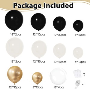Kit de Guirnalda de Globos TLX para Fiestas de 15 Años, Arco de Globos en Negro, Blanco y Dorado para Decoración de Cumpleaños, Bodas y Graduaciones - Product Image 3