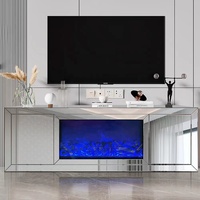 Cheminée à miroir LED 7 couleurs Effet de lumière Support Bluetooth Haut-parleur Miroir de luxe Cheminée Meuble TV