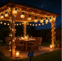Guirlandes lumineuses LED G40 à énergie solaire avec douille E12, étanches et incassables, pour camping, ambiance de patio, jardin, fête, mariage